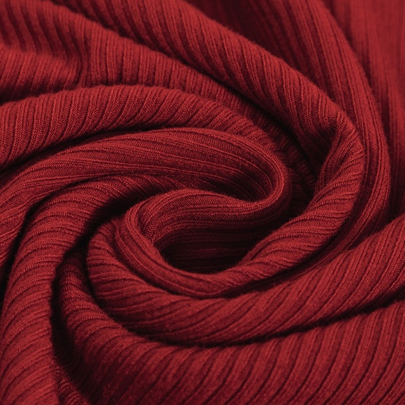 CLEARANCE 1 LEFT!! Racing Red Ribbed Knit Long Sleeve High Neck Mini Dress - Picture 13 of 13